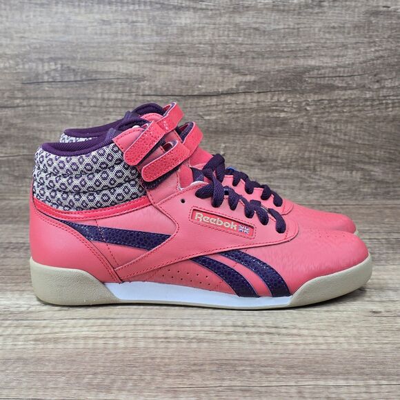 Reebok Shoes - Reebok Freestyle Hi Size 5.5 Women's Size 7 Pink Purple Sneakers (V63068) NEW